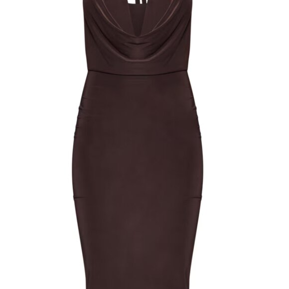 Chocolate Slinky Cowl Strappy Detail Midaxi Dress - NWT - Picture 5 of 5